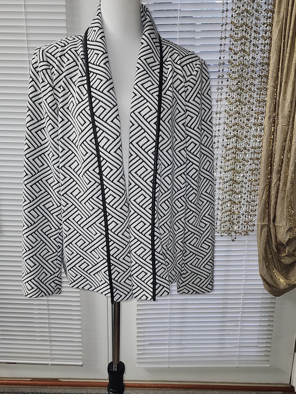 Calvin Klein Black and White Geometric Blazer